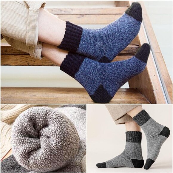 Stiching Warm Wool Socks for Men 5 Pairs Thick Thermal Winter Boot Socks 7 12 - Picture 5 of 6